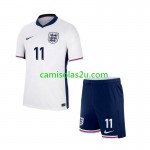 Camisolas de futebol Inglaterra Jack Grealish Criança Equipamento Principal Euro 2024 Manga Curta